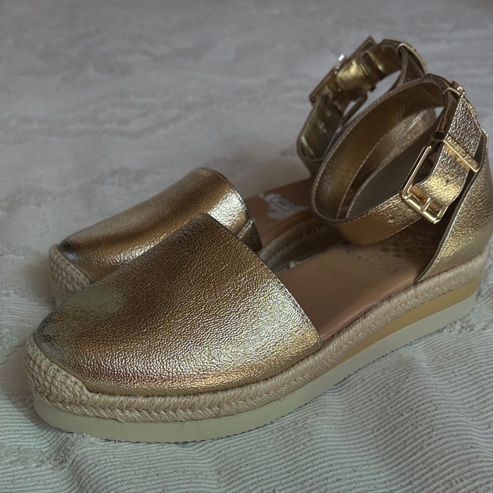Vince Camuto Metallic Gold Espadrille Wedges